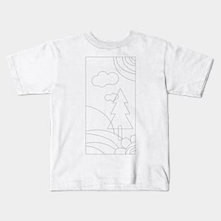 Line Art Landscapes Illustration Kids T-Shirt